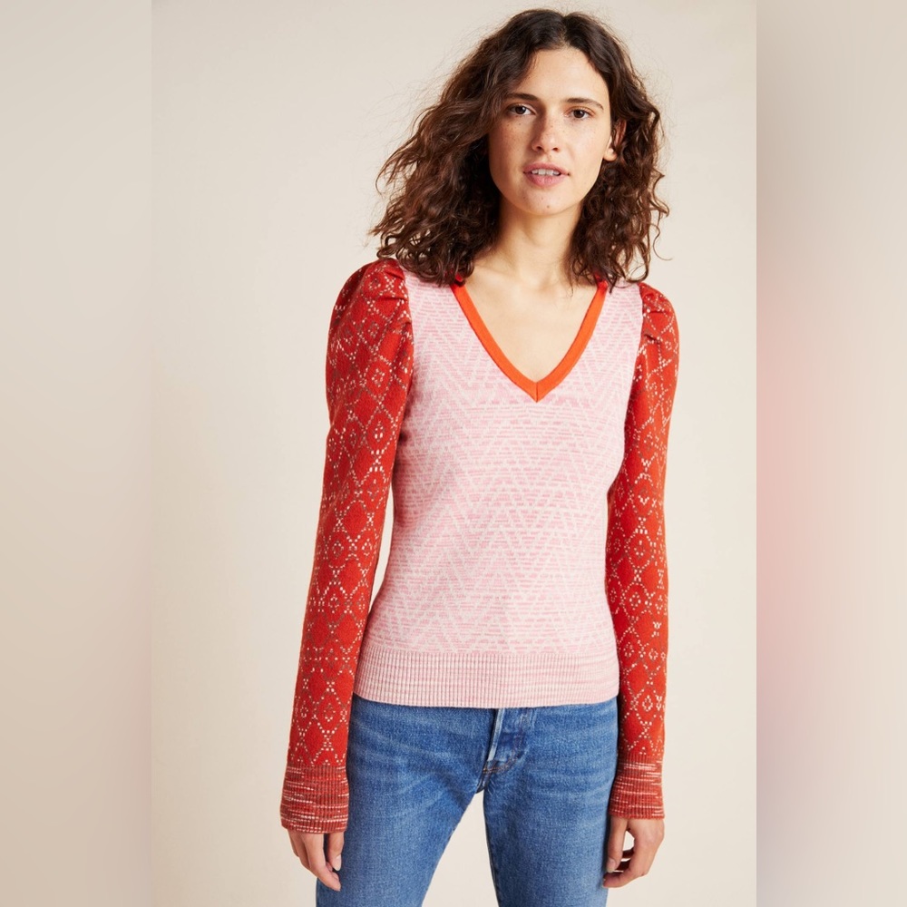 Anthropologie Cherie Puff-Sleeve Sweater in Size XS